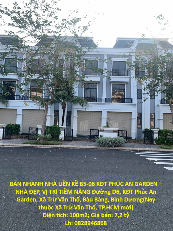 BÁN NHANH NHÀ LIỀN KỀ B5-06 KĐT PHÚC AN GARDEN – NHÀ ĐẸP, VỊ TRÍ TIỀM NĂNG Xã Trừ Văn Thố, Bàu Bàng