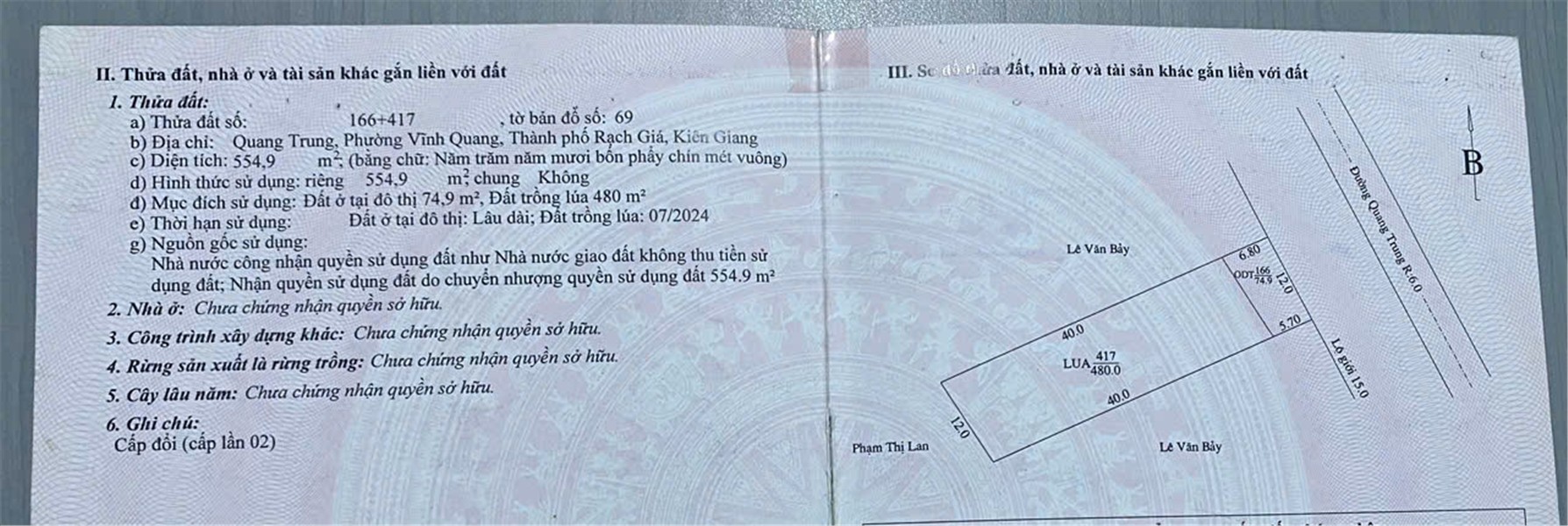 ĐẤT ĐẸP- GIÁ TỐT BÁN NHANH LÔ ĐẤT ĐẦU TƯ LÀ SINH LỜI TẠI TP Rạch Giá tỉnh Kiên Giang