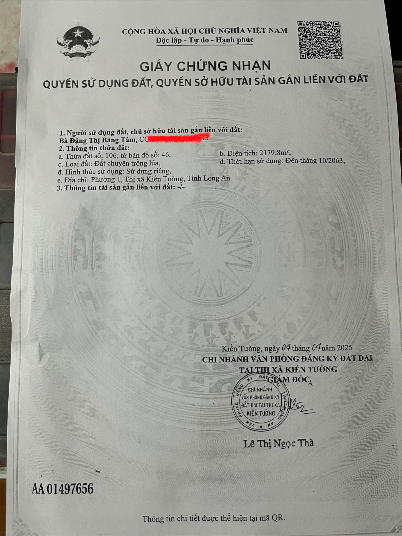 ĐẦU TƯ LÀ SINH LỜI - CHÍNH CHỦ Cần Bán Lô Đất MẶT TIỀN Phường 1, TX Kiến Tường, Long An
