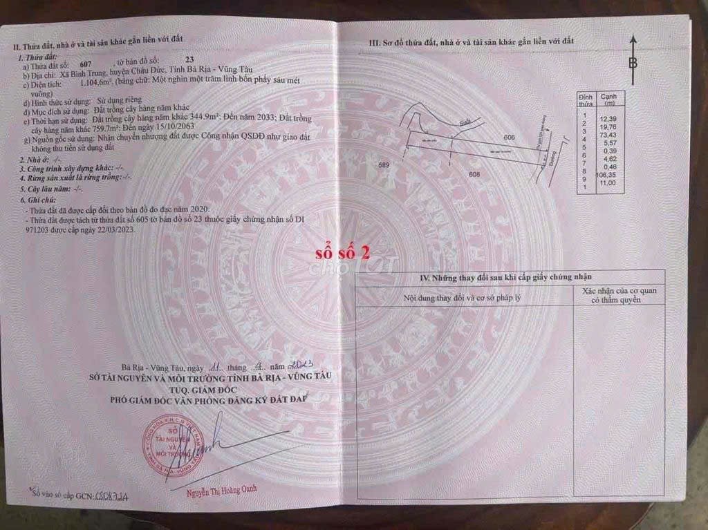 Mình chính chủ cần bán lô đất sào mặt tiền đường nhựa xã Bình Trung, Châu Đức, Vũng Tàu