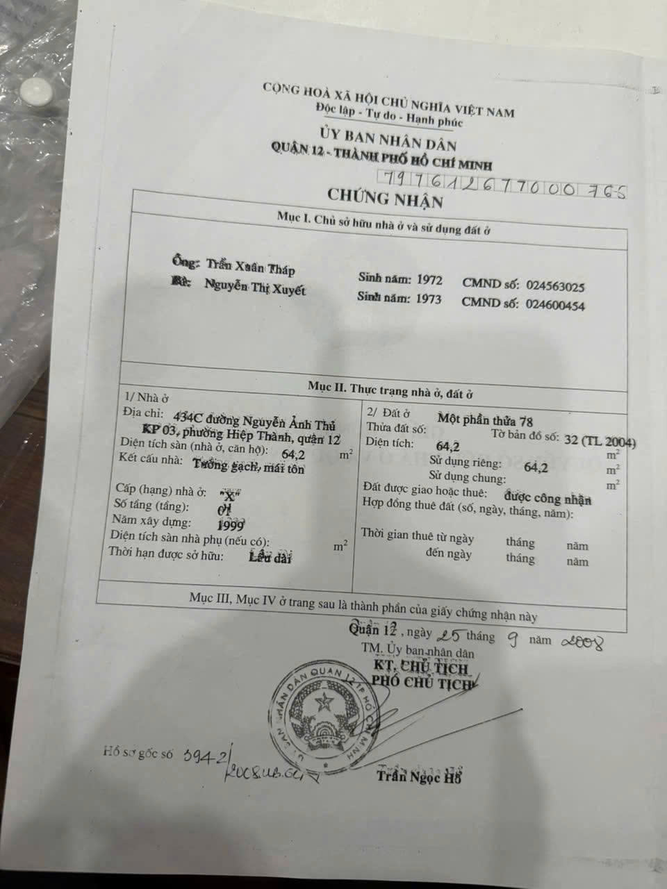 BÁN NHÀ (4x27) MẶT TIỀN NGUYỄN ẢNH THỦ – GIÁ CHỈ 9,99 TỶ – GIẢM 1 TỶ SO VỚI GIÁ CŨ