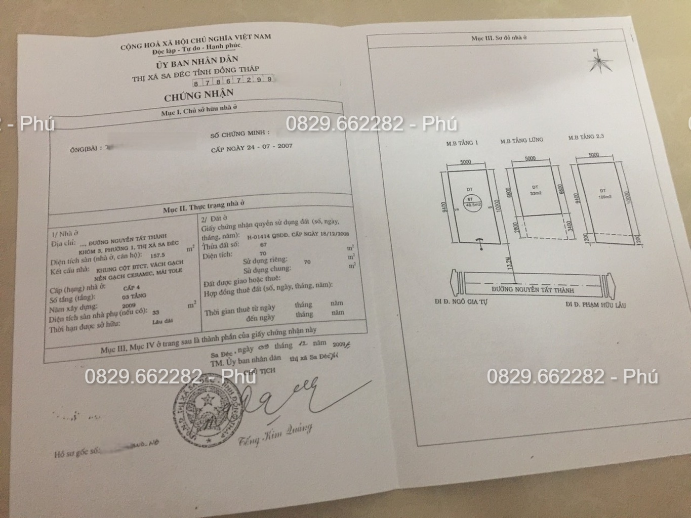 Bán Nhà 3 Tầng, Mặt Tiền Nguyễn Tất Thành, Sa Đéc, Đồng Tháp. Vị Trí Phường 1, Kinh Doanh Đỉnh. DT sàn 157m2, Sổ Hồng.