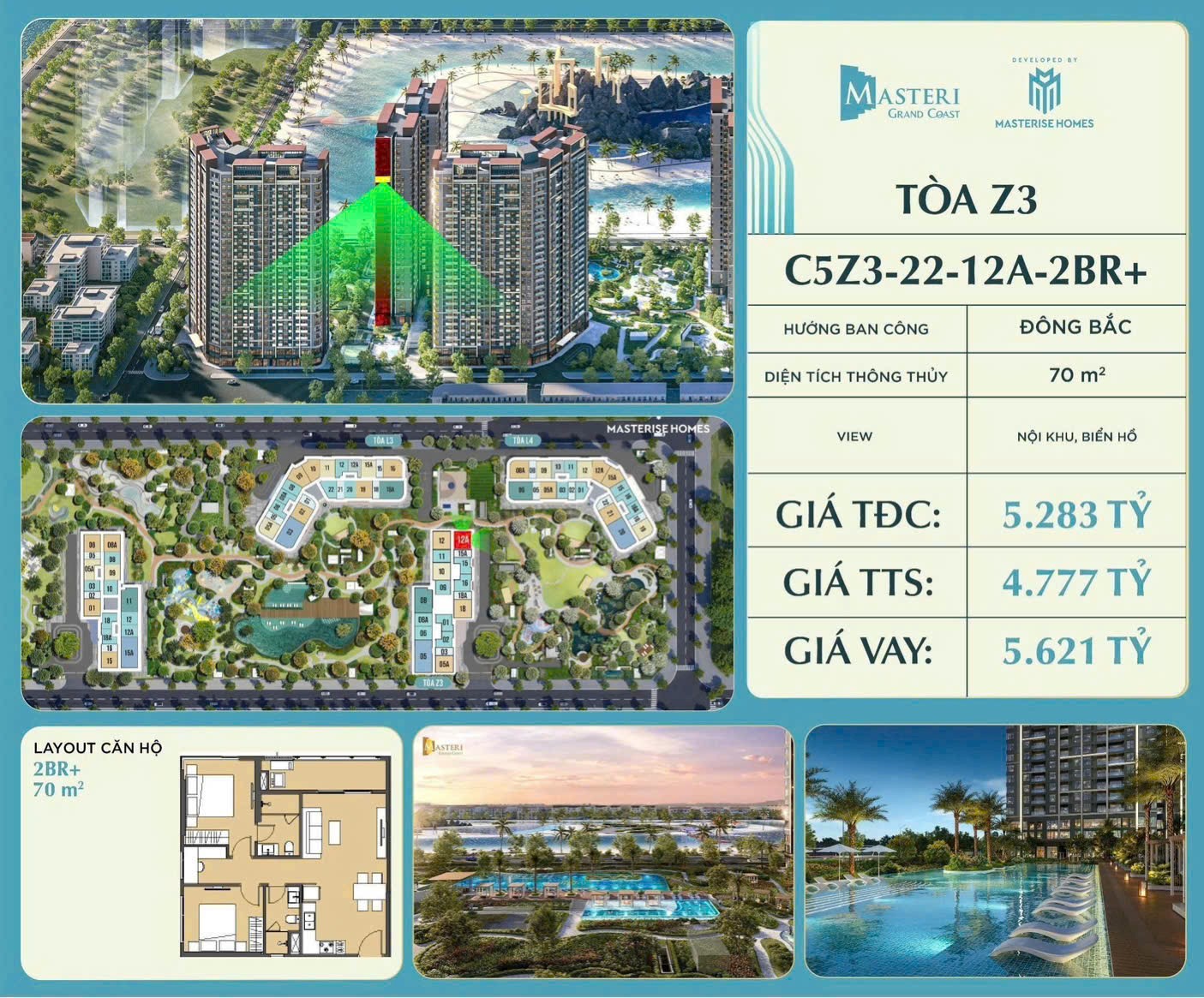 HÀNG HIẾM MASTERI GRAND COAST – View biển hồ đẹp, căn góc đáng tiền 70m² - 4,777 tỷ