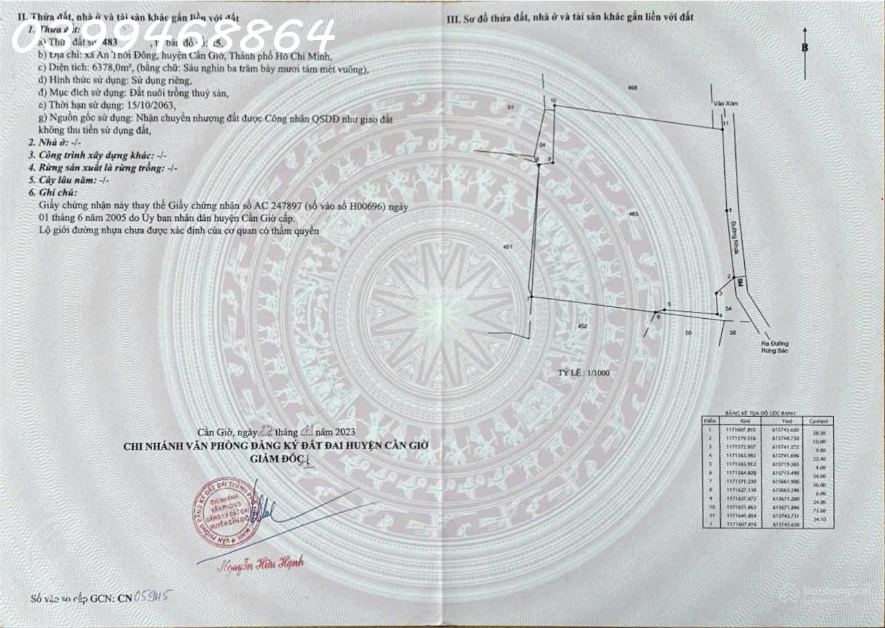 Bán gấp đất đẹp, giá rẻ nhất khu vực An Thới Đông, Cần Giờ - 6.378m2