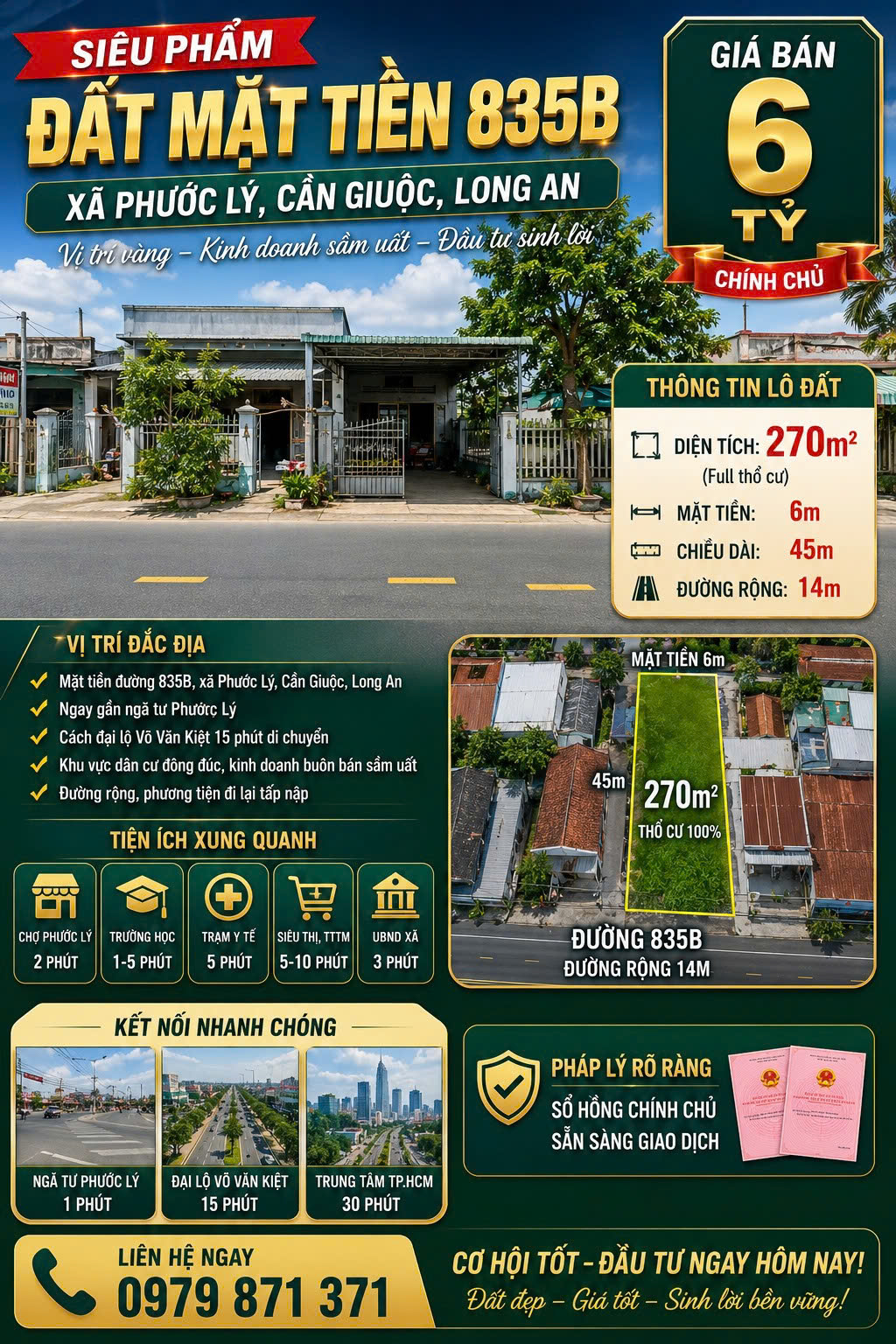 Cần bán nhanh lô đất mặt tiền siêu đẹp đường đê bao Phường Long Thuận, TP Gò Công