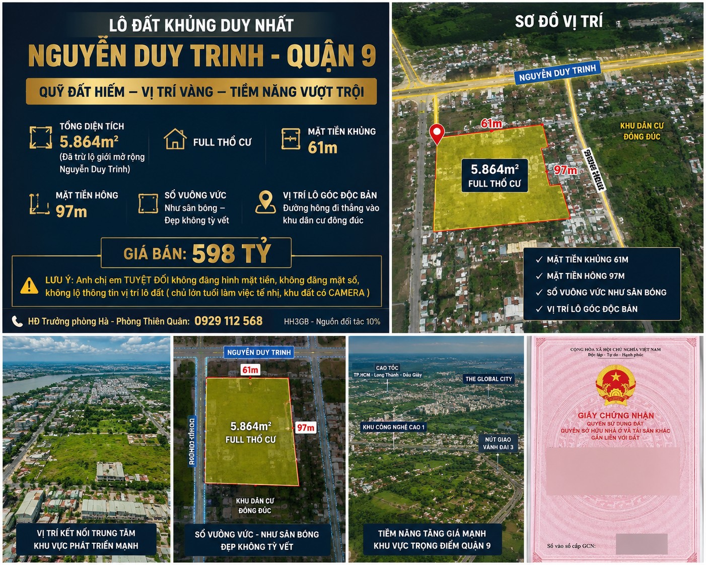 Bán Gấp Đất Lô Góc MT Nguyễn Duy Trinh- Long Trường Q9- 5864m2 Ful TC -Chỉ 598 Tỷ