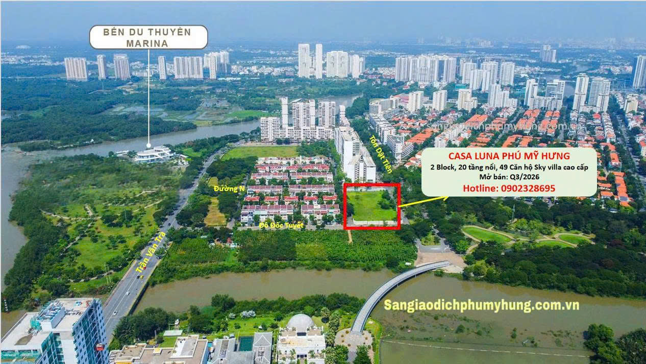 DỰ ÁN 46 CĂN DINH THỰ CASA LUNA PHÚ MỸ HƯNG VIEW NHÌN TRỰC DIỆN KHU HỒ BÁN NGUYỆT