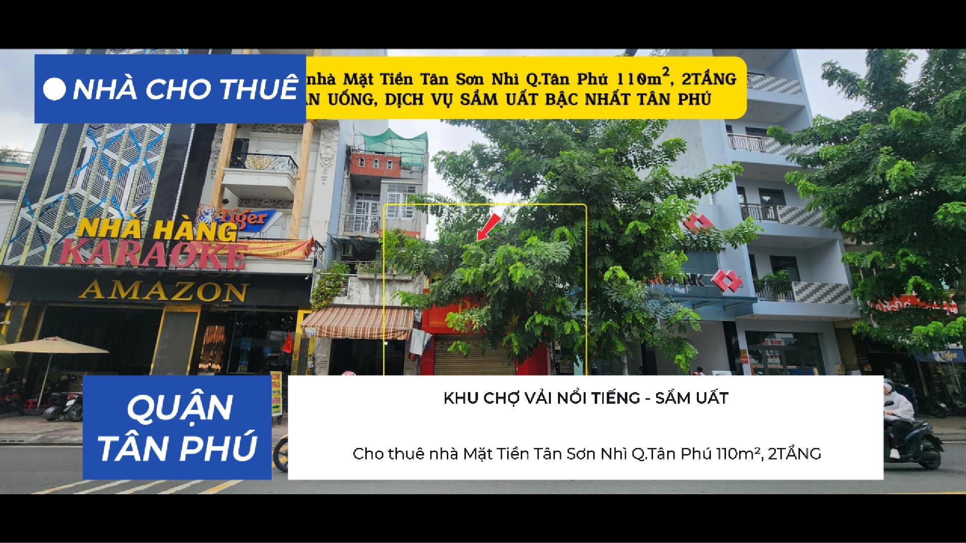Cho thuê nhà Mặt Tiền Tân Sơn Nhì Q.Tân Phú 110m², 2TẦNG, KHU ĂN UỐNG, DỊCH VỤ SẦM UẤT