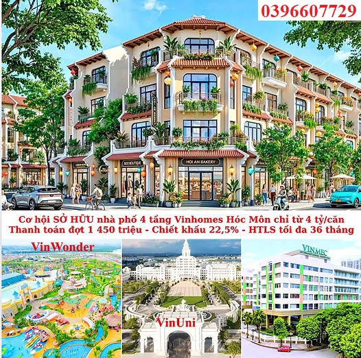 Vinhomes24 - [CHỈ 4 TỶ] – ĐÓN ĐẦU SÓNG HẠ TẦNG 2026 NHÀ PHỐ VINHOMES HÓC MÔN 5M X 15M (75M²) – MẶT TIỀN ĐƯỜNG RỘNG 29M