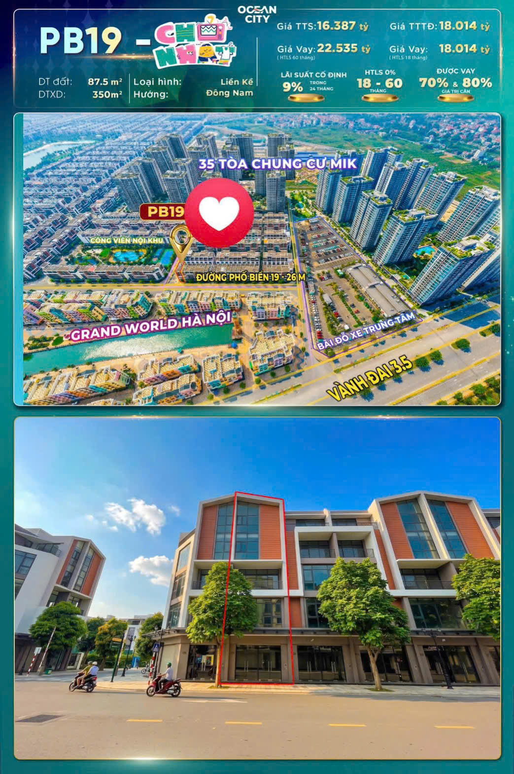 DÒNG TIỀN NHỈNH 16.x TỶ HÀNG GỐC CHỦ ĐẦU TƯ TRỤC KINH DOANH – PB19 OCEAN CITY - VỪA Ở VỪA KINH DOANH - SỔ ĐỎ VĨNH VIỄN