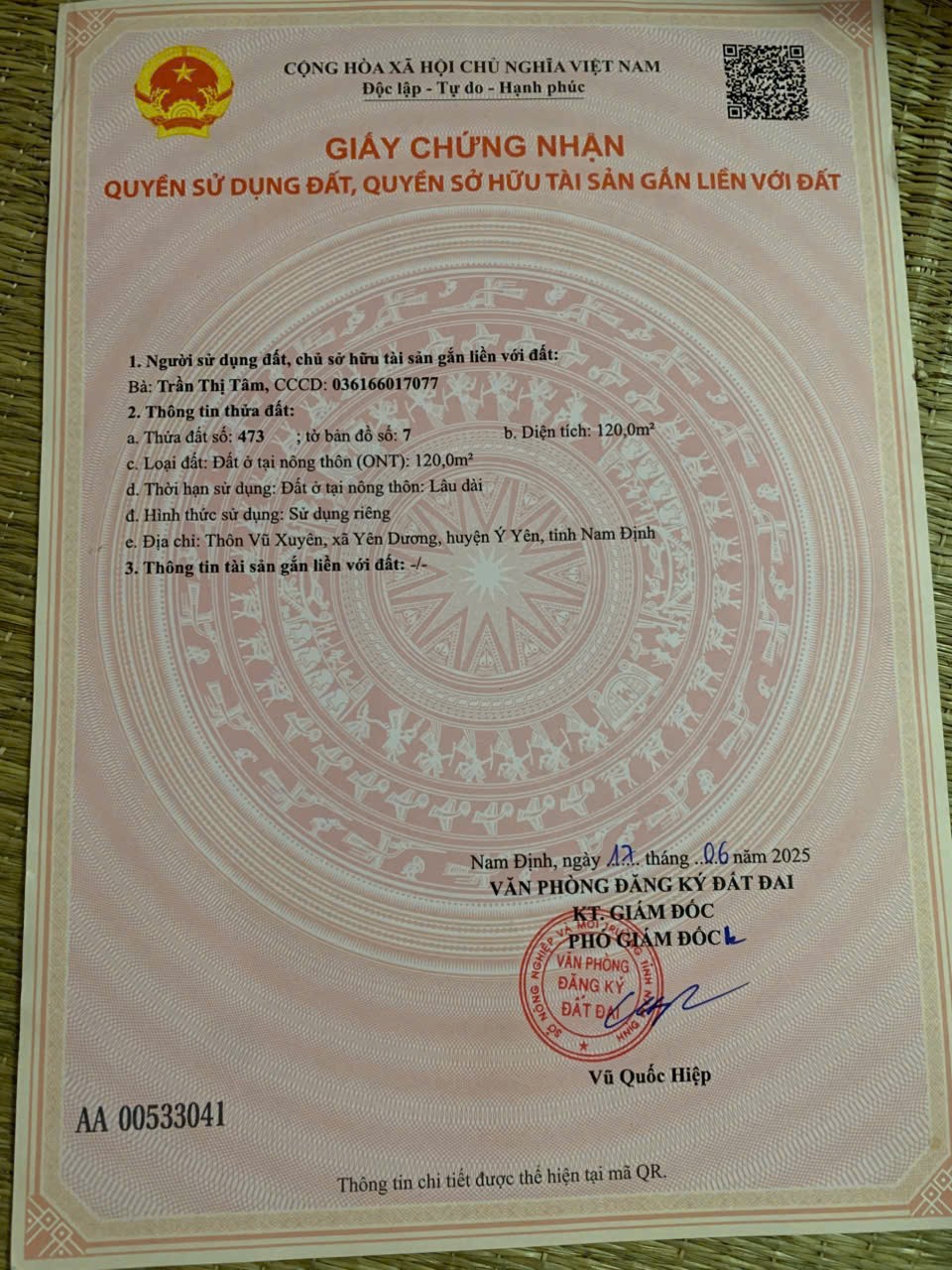 ĐẦU TƯ LÀ SINH LỜI - CHÍNH CHỦ Cần Bán Lô Đất MẶT TIỀN Thôn Vũ Xuyên, Xã Yên Dương, Ý Yên - Nam Định