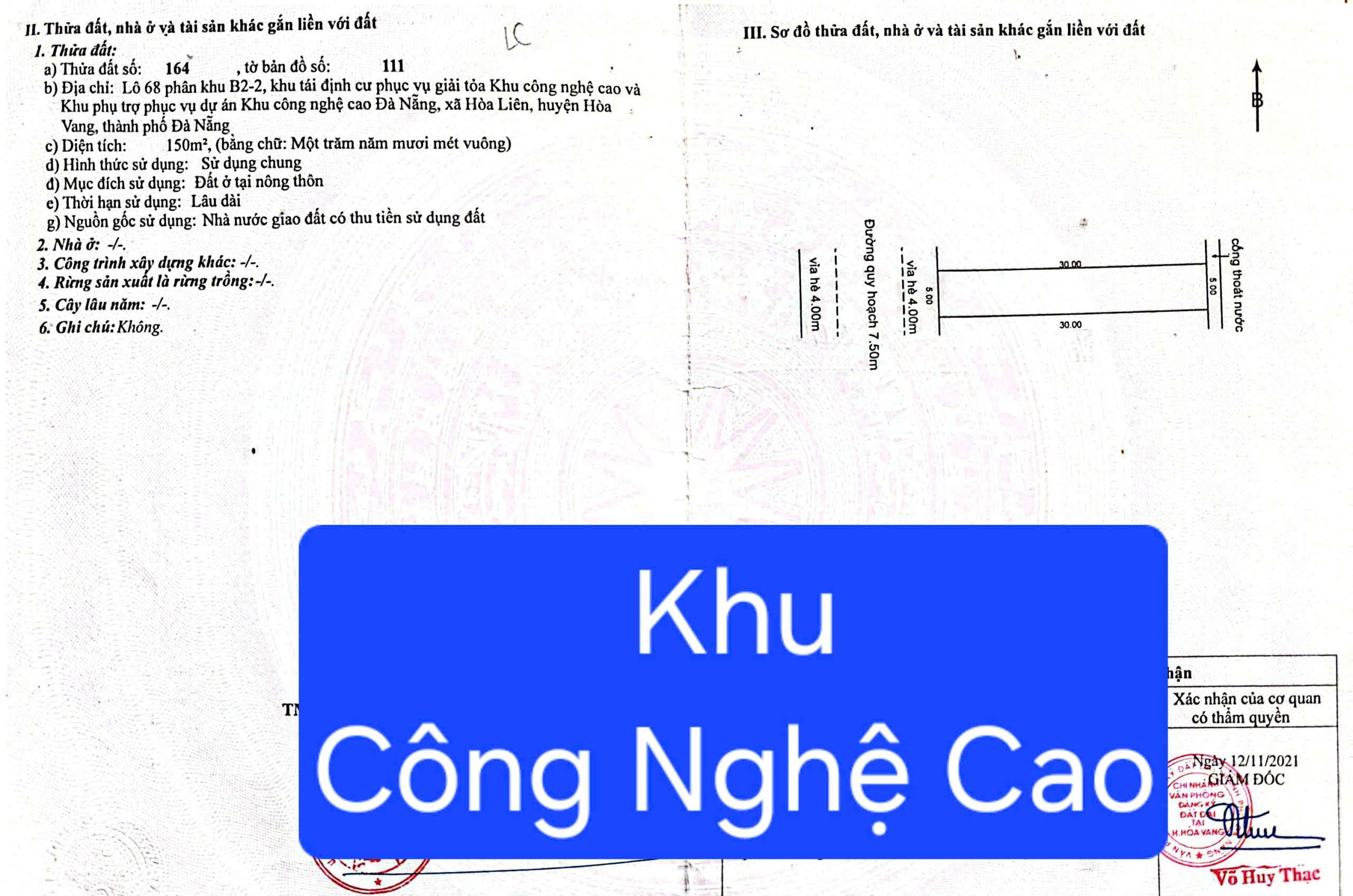 Bán đất 1 cặp KHU CÔNG NGHỆ CAO (Sát Nguyễn Tất Thành nối dài)