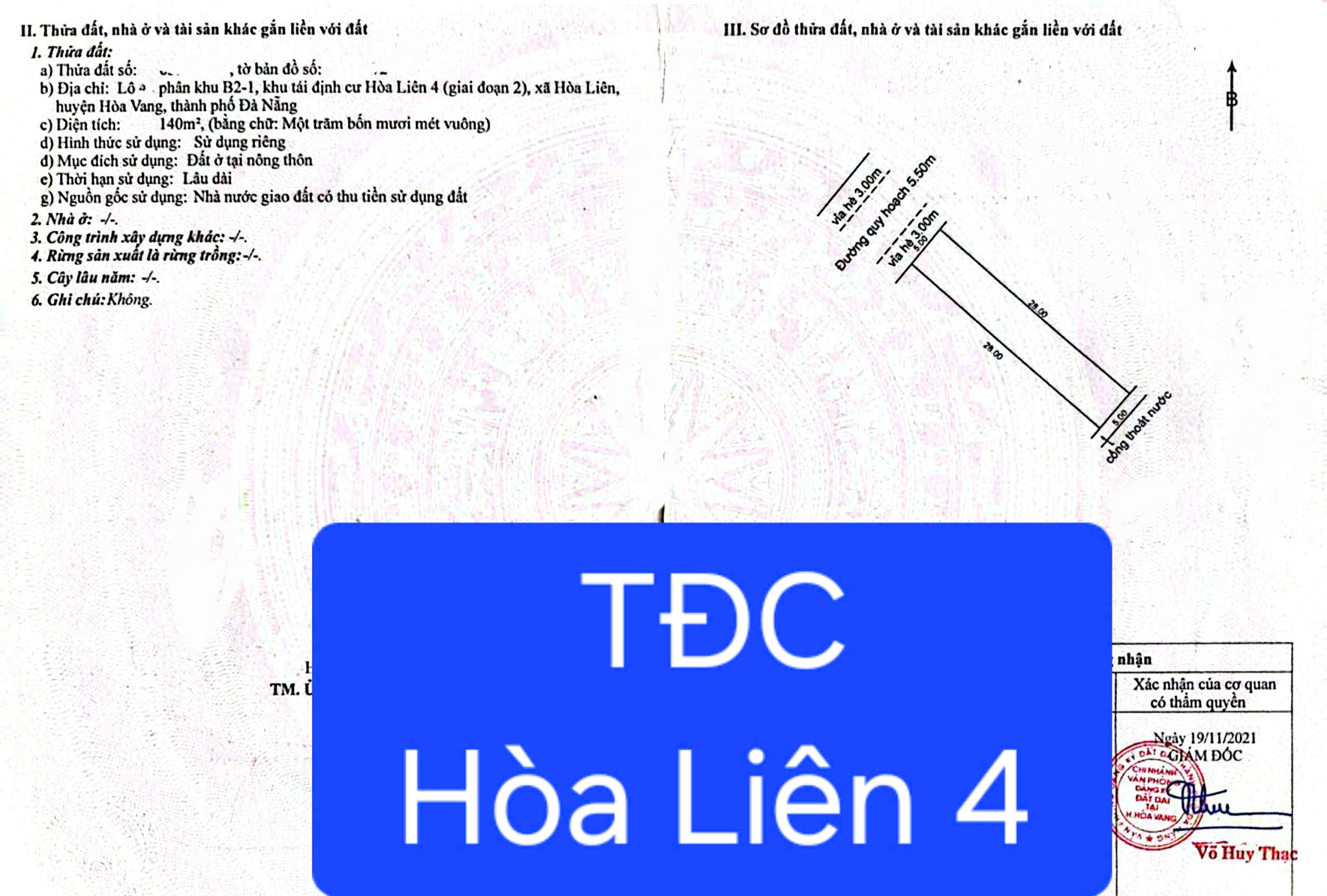 Bán đất TĐC Hòa Liên 4 - DT 140m2 - Gía đầu tư