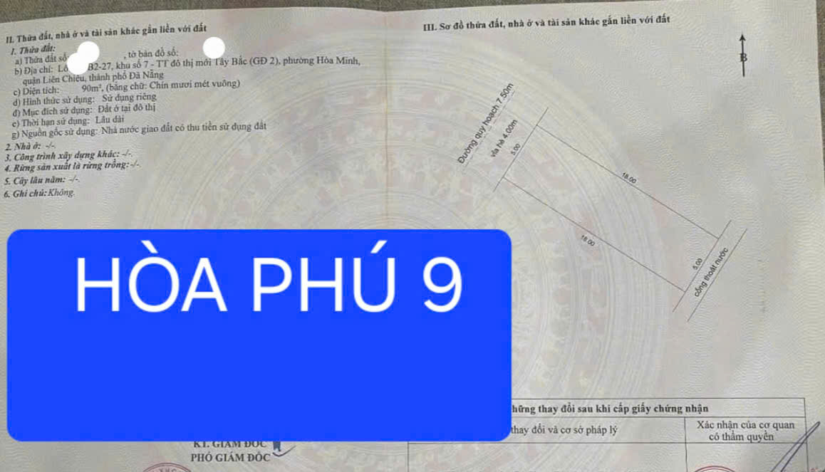 Bán đất mặt tiền đường Hòa Phú 9 - Vị trí đẹp -Đường 7,5m.