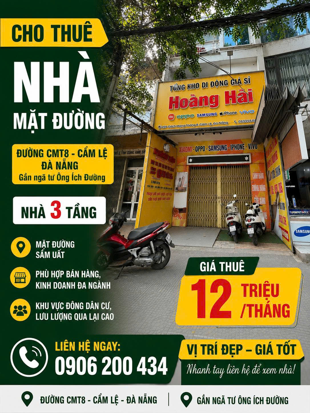 CHO THUÊ NHÀ ĐƯỜNG CÁCH MẠNG THÁNG 8, SÁT NGÃ TƯ ÔNG ÍCH ĐƯỜNG– CẨM LỆ- ĐÀ NẴNG