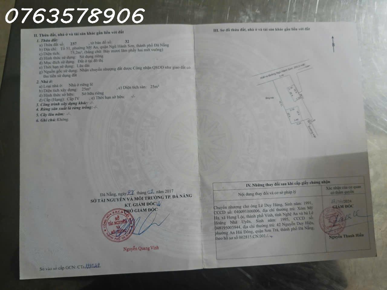 Bán nhà 2 tầng chính chủ có dòng tiền tại phường Mỹ An, Ngũ Hành Sơn, Đà Nẵng, DT 75,2m2