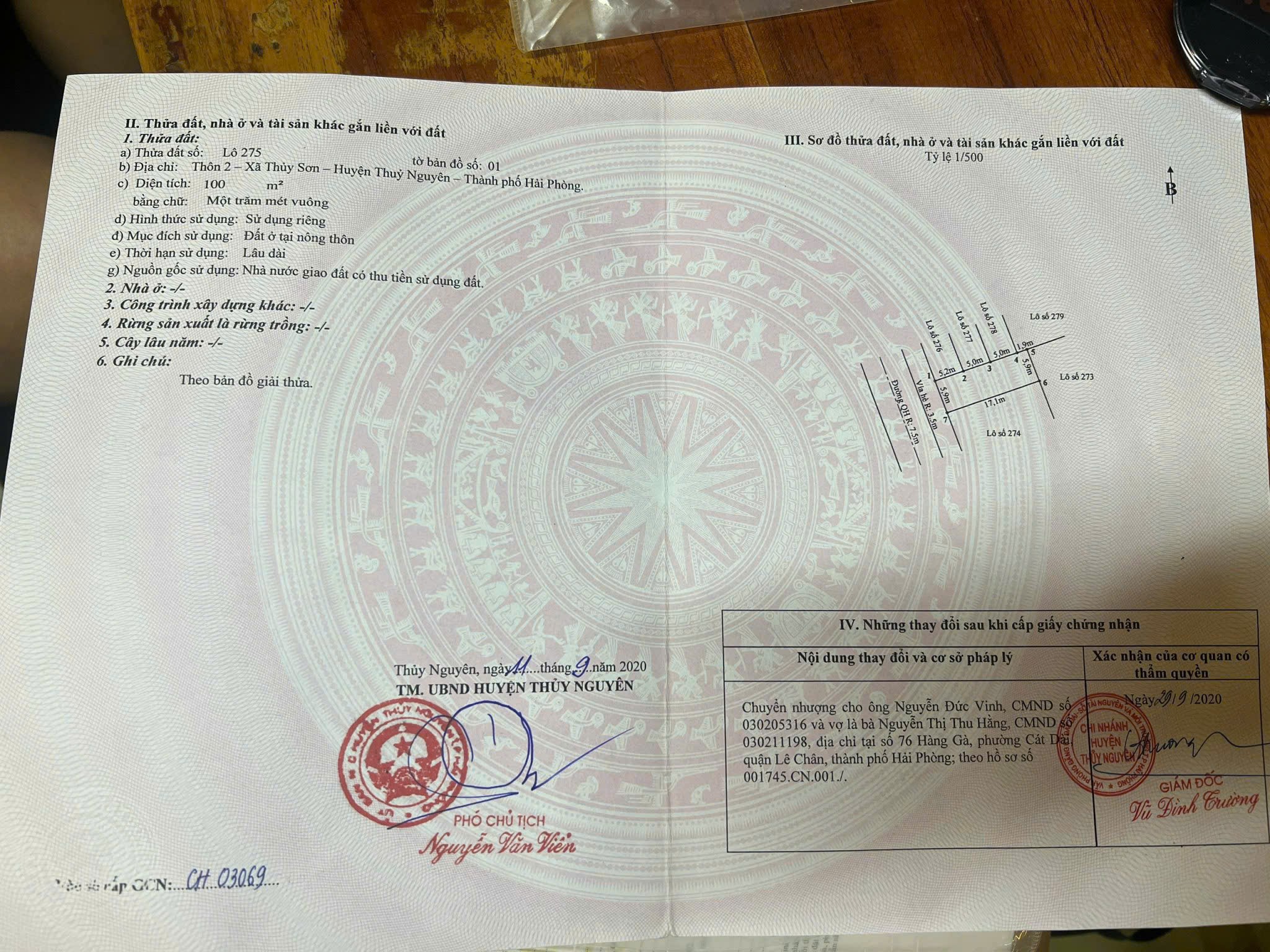 ĐẦU TƯ LÀ SINH LỜI - Chính Chủ Cần Bán Đất tại Thôn 2 Xã Thủy Sơn, Huyện Thủy Nguyên, Hải Phòng( Khu Khâu Da)