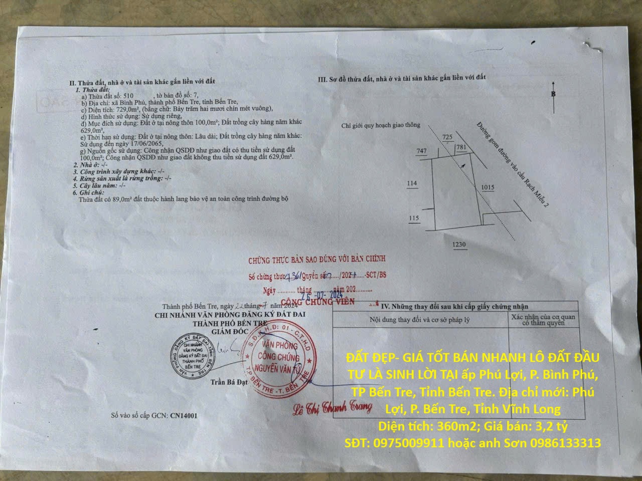 ĐẤT ĐẸP- GIÁ TỐT BÁN NHANH LÔ ĐẤT ĐẦU TƯ LÀ SINH LỜI TẠI TP Bến Tre, Tỉnh Bến Tre