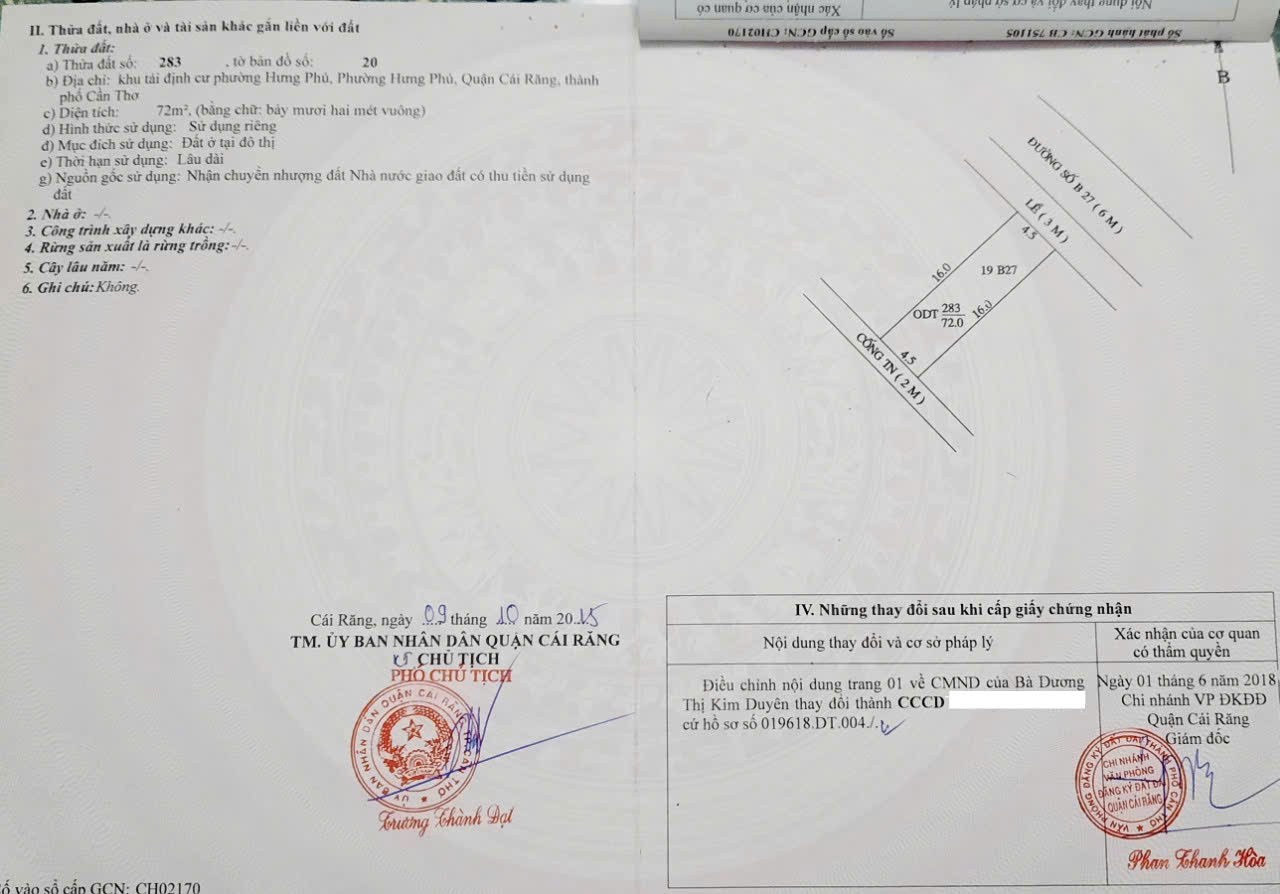 CHÍNH CHỦ BÁN NHÀ MẶT TIỀN KDC HƯNG PHÚ 1 - Phường Hưng Phú, Cái Răng, Cần Thơ